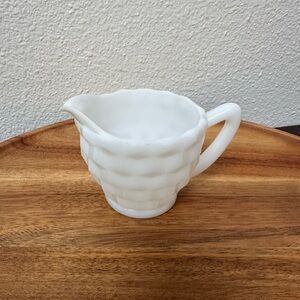 Vintage Fostoria Milk Glass Creamer - American Cube Design